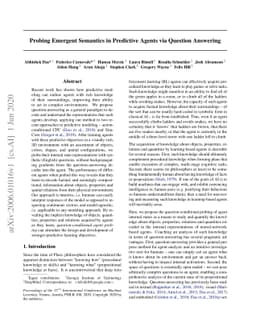 Probing Emergent Semantics in Predictive Agents via Question Answering