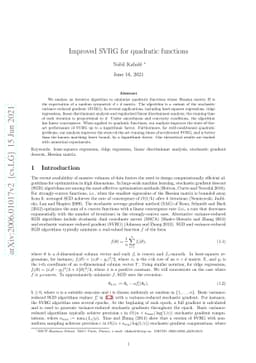 Improved SVRG for quadratic functions