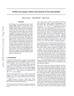 Ordinal Non-negative Matrix Factorization for Recommendation