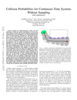 Collision Probabilities for Continuous-Time Systems Without Sampling
  [with Appendices]