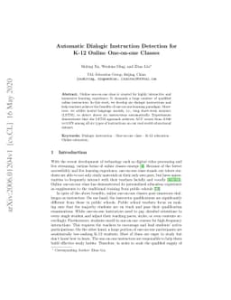 Automatic Dialogic Instruction Detection for K-12 Online One-on-one
  Classes