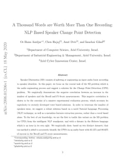 A Thousand Words are Worth More Than One Recording: NLP Based Speaker
  Change Point Detection