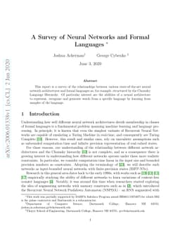 A Survey of Neural Networks and Formal Languages