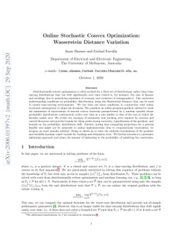 Online Stochastic Convex Optimization: Wasserstein Distance Variation