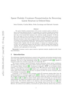 Sparse Cholesky covariance parametrization for recovering latent
  structure in ordered data