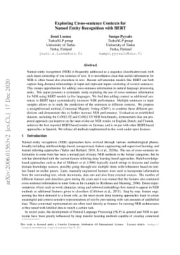 Exploring Cross-sentence Contexts for Named Entity Recognition with BERT