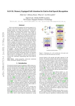 SAN-M: Memory Equipped Self-Attention for End-to-End Speech Recognition