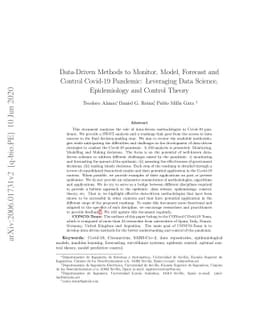 Data-Driven Methods to Monitor, Model, Forecast and Control Covid-19
  Pandemic: Leveraging Data Science, Epidemiology and Control Theory