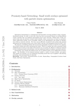 Proximity-based Networking: Small world overlays optimized with particle
  swarm optimization