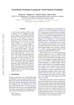 Norm-Based Curriculum Learning for Neural Machine Translation