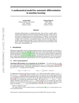 A mathematical model for automatic differentiation in machine learning