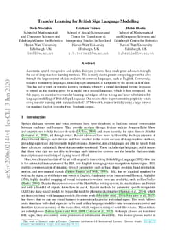 Transfer Learning for British Sign Language Modelling