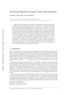 Variational Quantum Singular Value Decomposition
