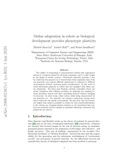 Online adaptation in robots as biological development provides
  phenotypic plasticity