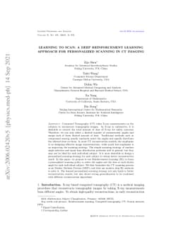 Learning to Scan: A Deep Reinforcement Learning Approach for
  Personalized Scanning in CT Imaging