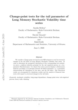 Change-point tests for the tail parameter of Long Memory Stochastic
  Volatility time series