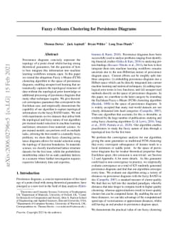 Fuzzy c-Means Clustering for Persistence Diagrams