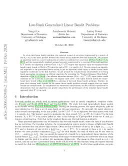 Low-Rank Generalized Linear Bandit Problems