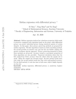 Median regression with differential privacy
