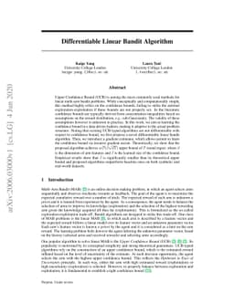 Differentiable Linear Bandit Algorithm