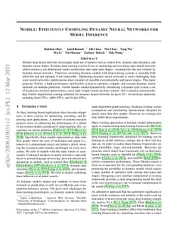 Nimble: Efficiently Compiling Dynamic Neural Networks for Model
  Inference