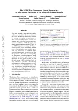 The SOFC-Exp Corpus and Neural Approaches to Information Extraction in
  the Materials Science Domain