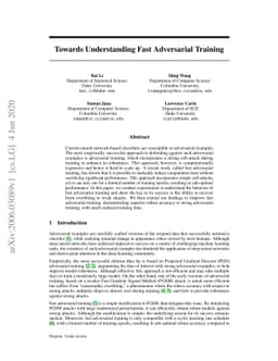 Towards Understanding Fast Adversarial Training