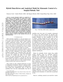 Hybrid Data-Driven and Analytical Model for Kinematic Control of a
  Surgical Robotic Tool
