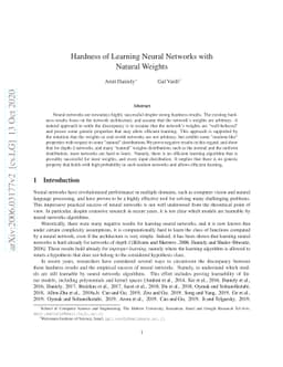 Hardness of Learning Neural Networks with Natural Weights