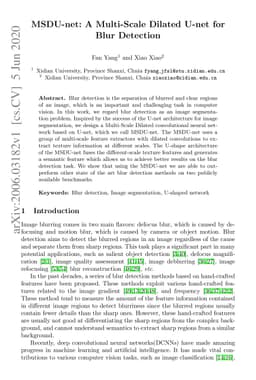 MSDU-net: A Multi-Scale Dilated U-net for Blur Detection