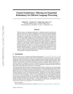 Funnel-Transformer: Filtering out Sequential Redundancy for Efficient
  Language Processing