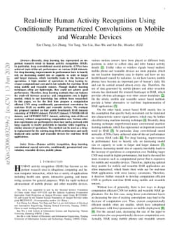 Real-time Human Activity Recognition Using Conditionally Parametrized
  Convolutions on Mobile and Wearable Devices