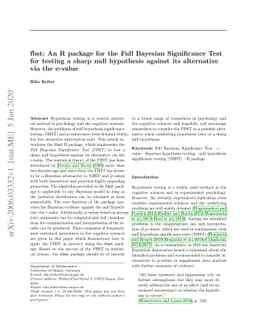fbst: An R package for the Full Bayesian Significance Test for testing a
  sharp null hypothesis against its alternative via the e-value