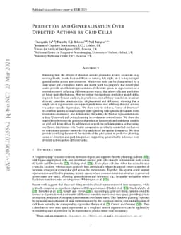 Prediction and Generalisation over Directed Actions by Grid Cells