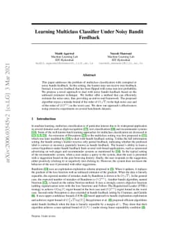 Learning Multiclass Classifier Under Noisy Bandit Feedback