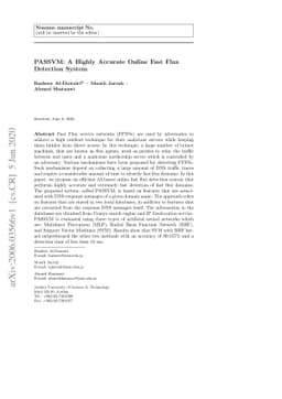 PASSVM: A Highly Accurate Online Fast Flux Detection System