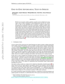 End-to-End Adversarial Text-to-Speech
