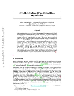 UFO-BLO: Unbiased First-Order Bilevel Optimization