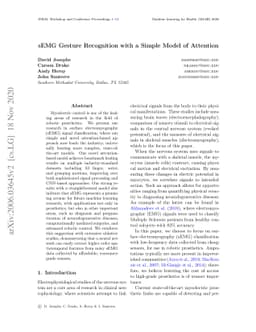 sEMG Gesture Recognition with a Simple Model of Attention