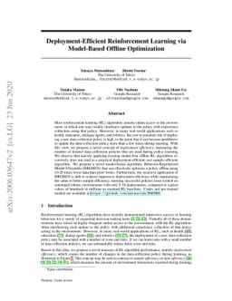 Deployment-Efficient Reinforcement Learning via Model-Based Offline
  Optimization