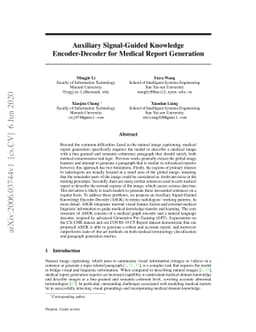 Auxiliary Signal-Guided Knowledge Encoder-Decoder for Medical Report
  Generation