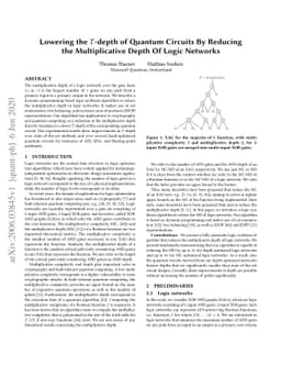 Lowering the T-depth of Quantum Circuits By Reducing the Multiplicative
  Depth Of Logic Networks
