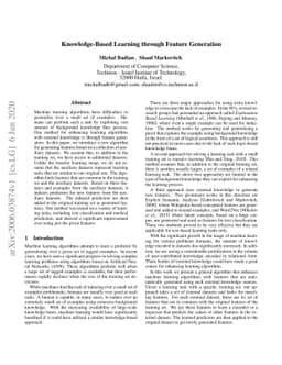 Knowledge-Based Learning through Feature Generation
