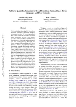 ValNorm Quantifies Semantics to Reveal Consistent Valence Biases Across
  Languages and Over Centuries