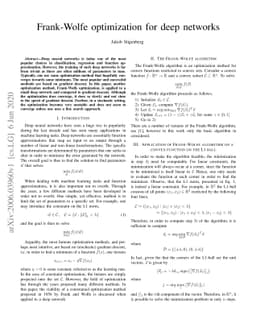 Frank-Wolfe optimization for deep networks