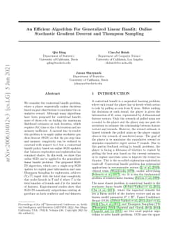 An Efficient Algorithm For Generalized Linear Bandit: Online Stochastic
  Gradient Descent and Thompson Sampling