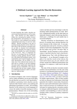 A Multitask Learning Approach for Diacritic Restoration