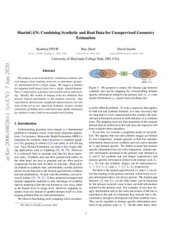 SharinGAN: Combining Synthetic and Real Data for Unsupervised Geometry
  Estimation
