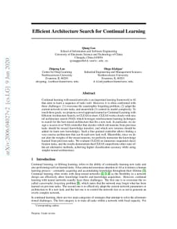 Efficient Architecture Search for Continual Learning
