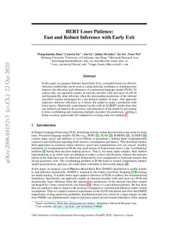 BERT Loses Patience: Fast and Robust Inference with Early Exit